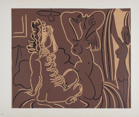 リノリウム彫版 Picasso (After) - Trois femmes, 1962