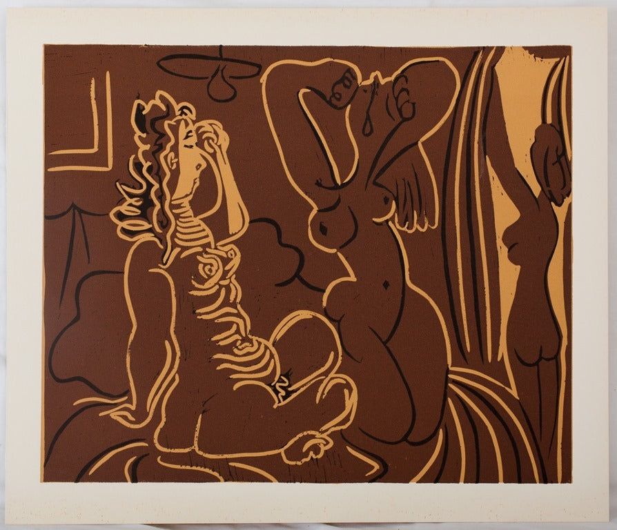 リノリウム彫版 Picasso - Trois femmes au réveil
