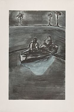 エッチング Doig - Two People at Night (indigo)