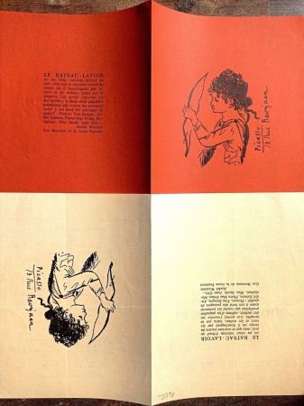 技術的なありません Picasso - Two Rare Lithographs after drawings, 2 Rare Invitations on vellum paper with filigran, 70's
