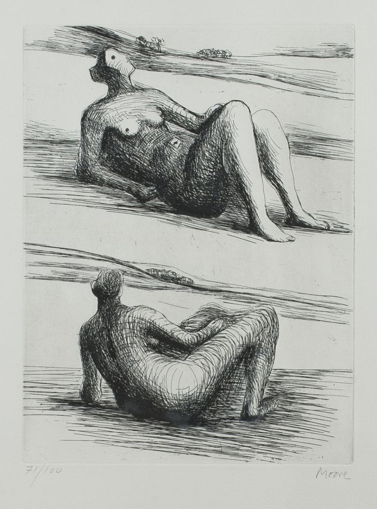 エッチングと　アクチアント Moore - Two reclining figures