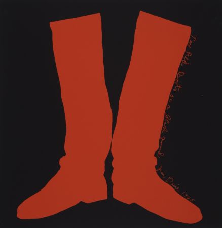シルクスクリーン Dine - Two Red Boots on a Black Ground, 1968