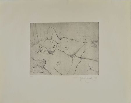 エッチング Casorati - TWO SLEEPING GIRLS