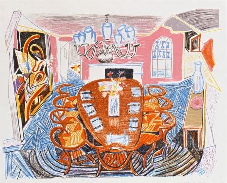 リトグラフ Hockney - Tyler Dining Room