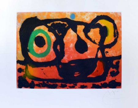彫版 Miró - Tête au soleil couchant