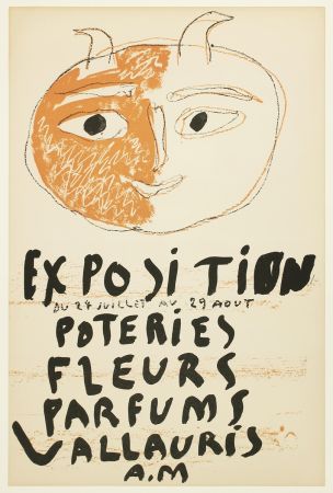 リトグラフ Picasso - Tête de Faune (Exposition Poteries Fleurs Parfums Vallauris A.M)