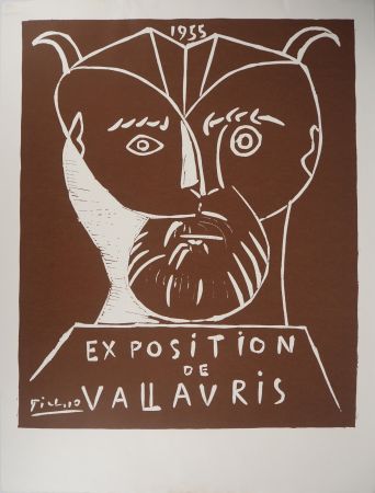 リノリウム彫版 Picasso - Tête de Faune, Vallauris 1955