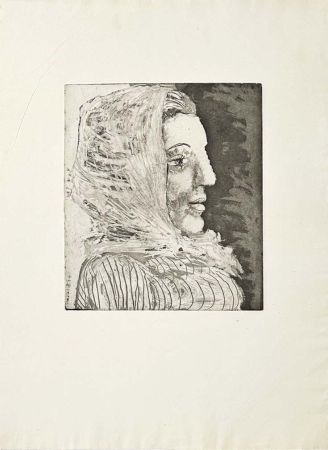 彫版 Picasso - Tête de femme avec fichu