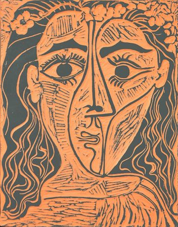 セラミック Picasso - Tête de femme à la couronne de fleurs (Woman’s Head with Crown of Flowers), 1964
