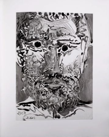 アクチアント Picasso - Tête d'homme barbu, 1966 - A fantastic original etching (Aquatint) by the Master!