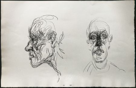 リトグラフ Giacometti - Têtes (Double portrait). Lithographie originale (1960-1969)