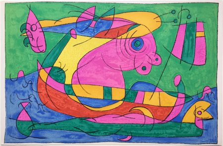 リトグラフ Miró - UBU ROI : LE VOYAGE DE RETOUR (1966).