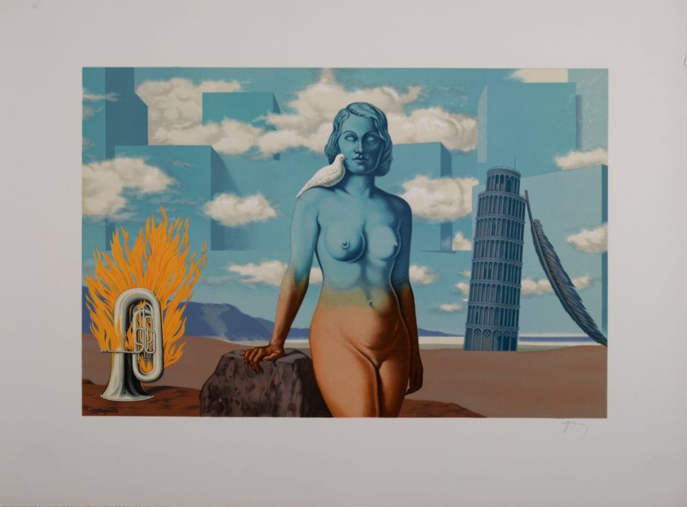 リトグラフ Magritte - Un Bombardon Libère son Bouquet de Flammes, 1968