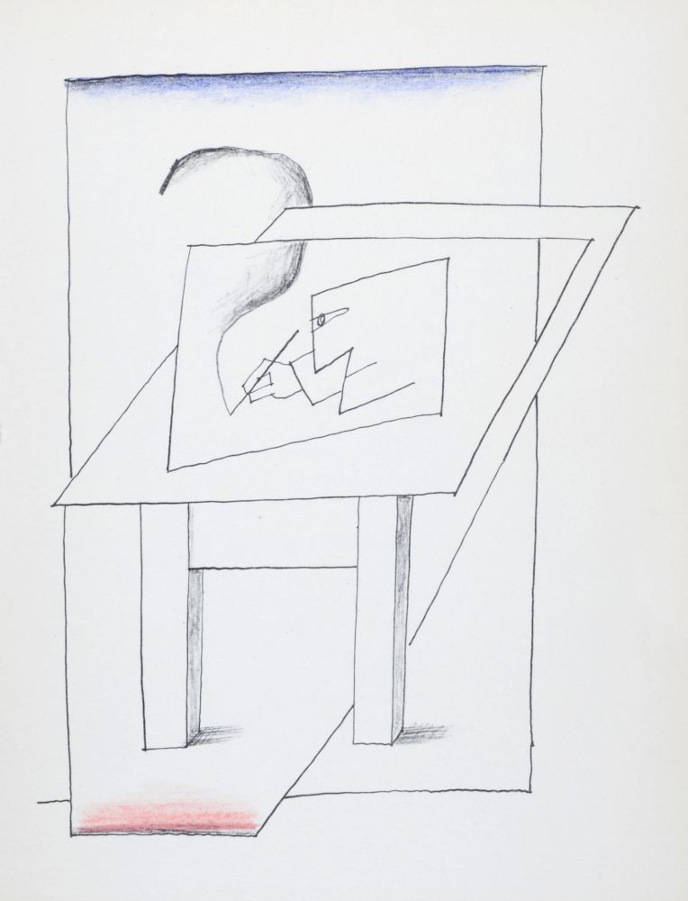 リトグラフ Steinberg - Un homme dessinant, 1966