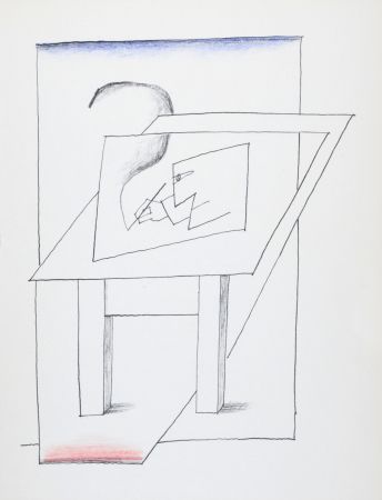リトグラフ Steinberg - Un homme dessinant, 1966