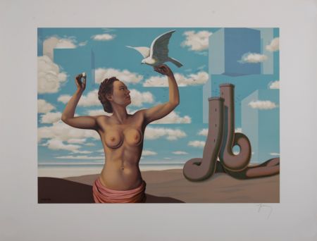 リトグラフ Magritte - Une Jeune Femme Présente avec Grâce, 1968