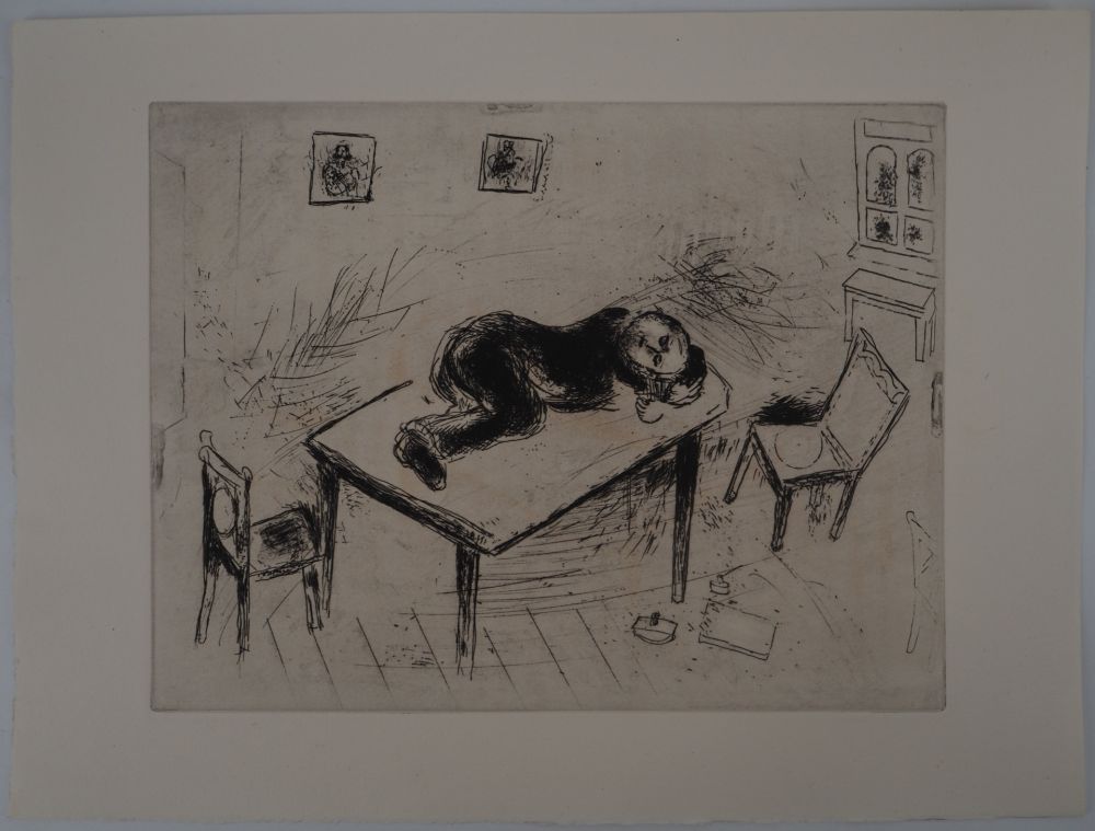 彫版 Chagall - Une sieste spartiate, (Tchitchikov couchait au bureau)