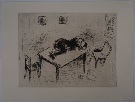彫版 Chagall - Une sieste spartiate, (Tchitchikov couchait au bureau)