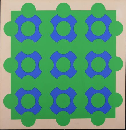 シルクスクリーン Vasarely - Untitled (Blue and Green), 1967