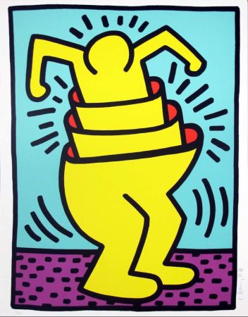 シルクスクリーン Haring - Untitled (Cup Man)