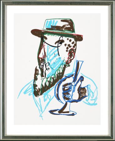 シルクスクリーン Lüpertz - Untitled, Mann mit blauer Trompeter