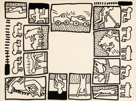 シルクスクリーン Haring - Untitled (Plate 4) from The Blueprint Drawings