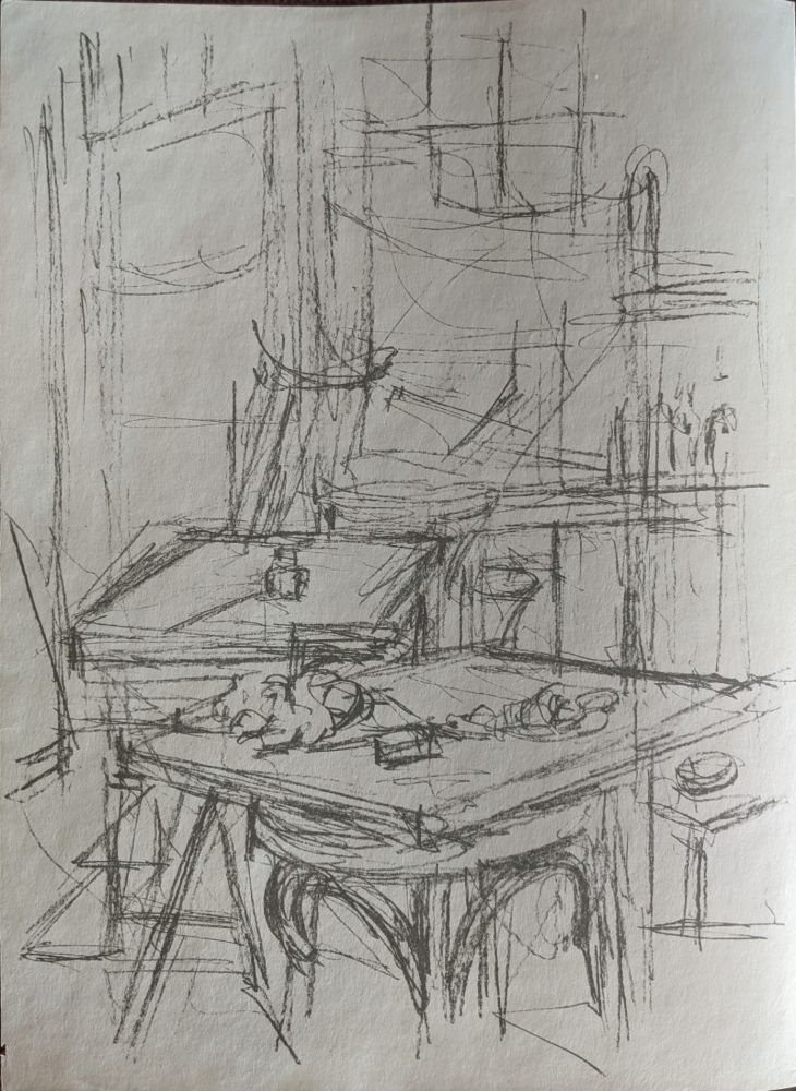 リトグラフ Giacometti - Untitled (tables in studio)