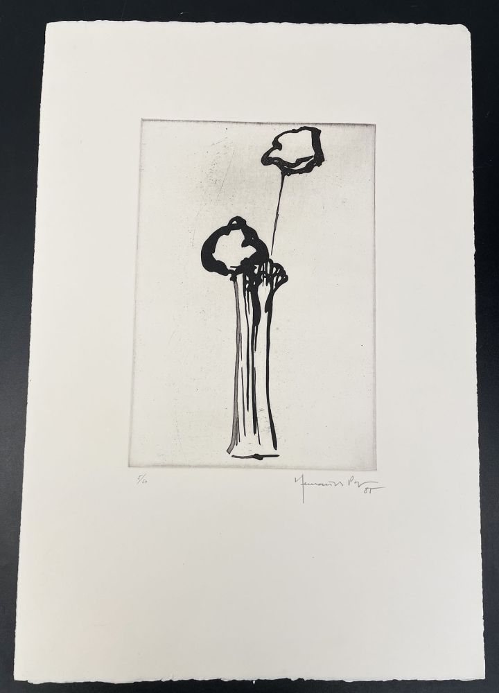 エッチングと　アクチアント Hernandez Pijuan - Untitled (Vase and Flower)