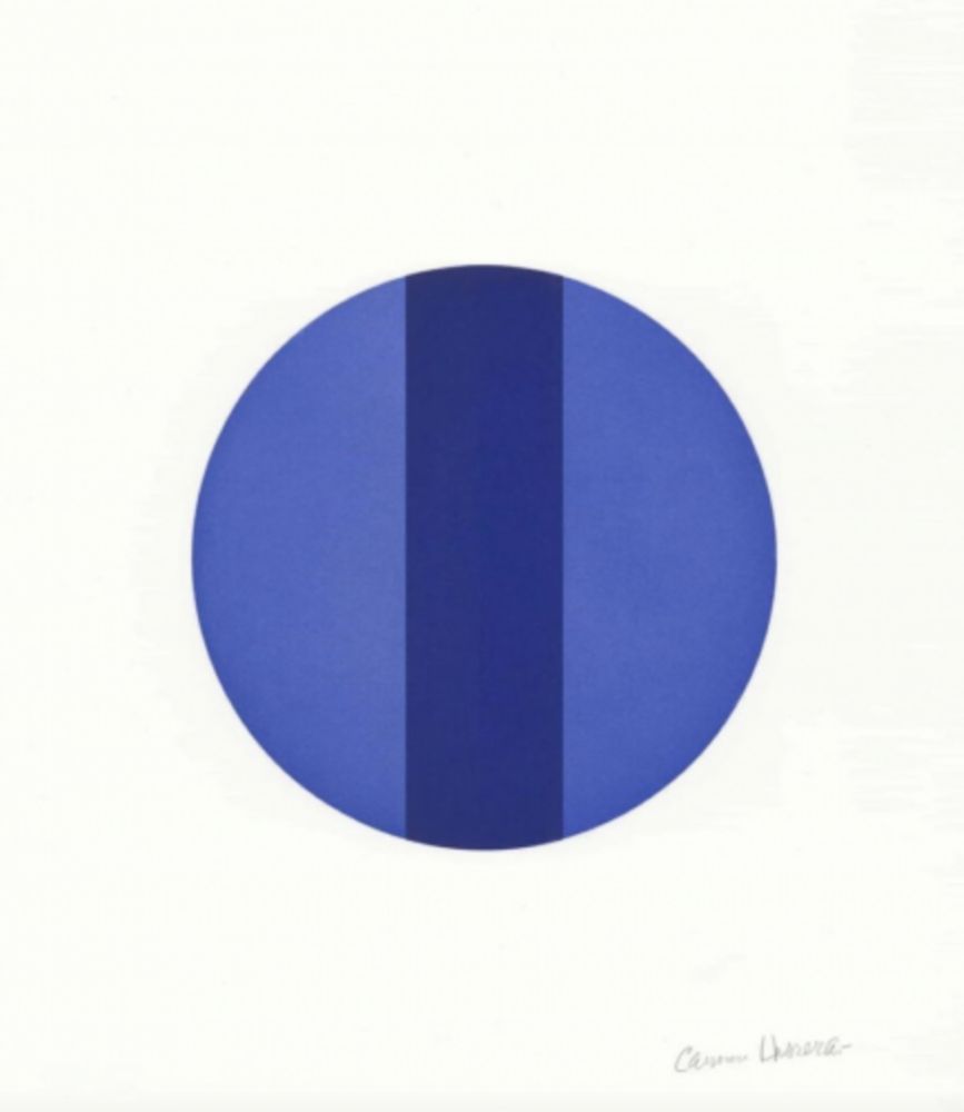 沈み彫り Herrera - Untitled (Vertical Blue Band)