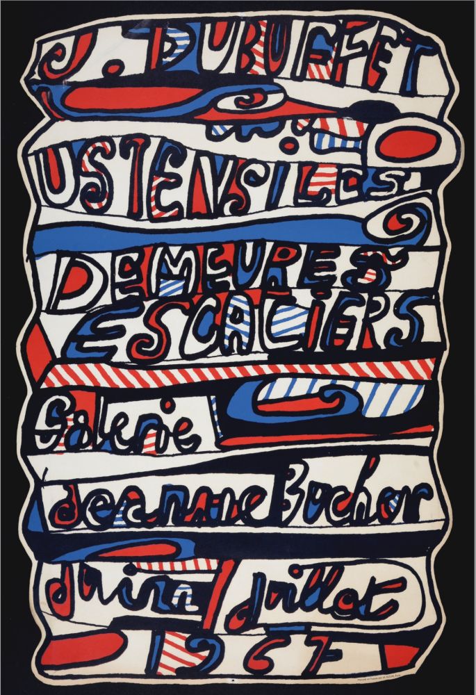リトグラフ Dubuffet - Ustensiles, Demeures, Escaliers, 1967 - Scarce deluxe cut-off proof!