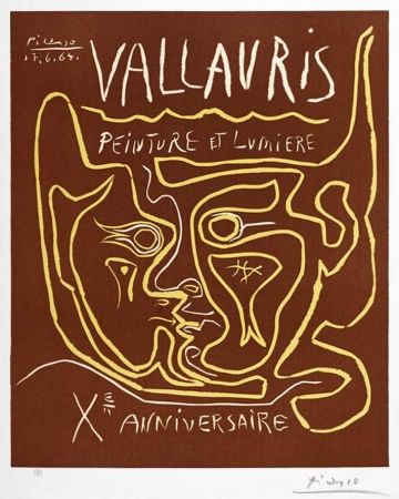 リノリウム彫版 Picasso - Vallauris Peinture et Lumière, Xᵉ Anniversaire (Vallauris Painting and Light, Tenth Anniversary), 1964