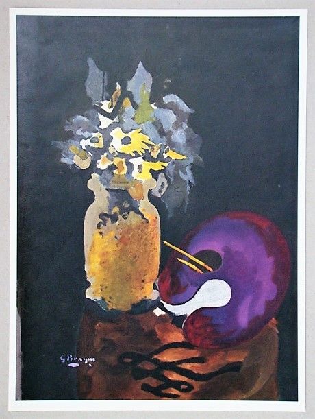 リトグラフ Braque (After) - Vase de fleurs jaunes