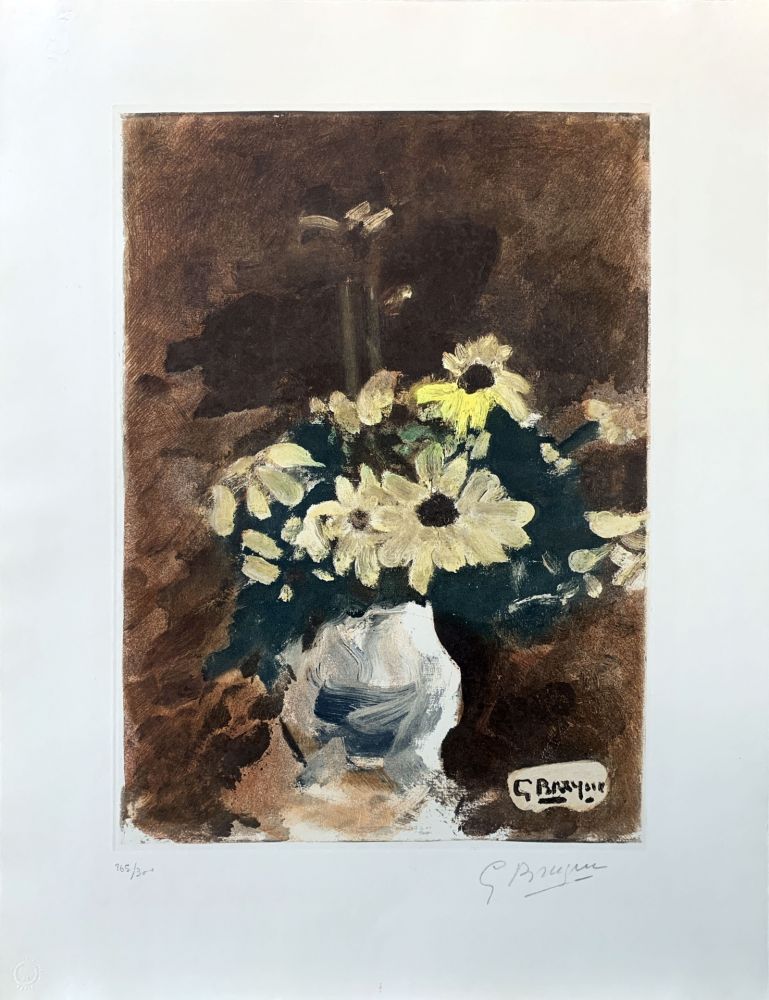 エッチング Braque (After) - Vase de fleurs jaunes