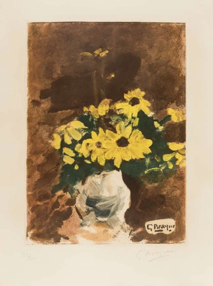 アクチアント Braque - Vase de Fleurs Jaunes, c