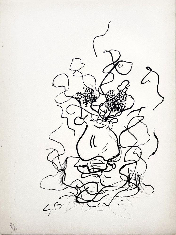 リトグラフ Braque - VASE ET FLEURS - Bouquet de fleurs (1952)