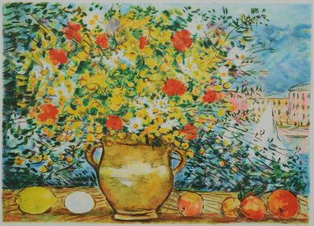 リトグラフ Cascella - Vaso di fiori