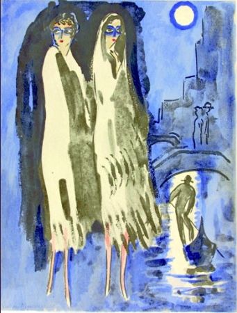 ステンシル Van Dongen - Venise- Two Woman at night