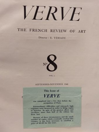 挿絵入り本 Matisse - Verve no 8 English