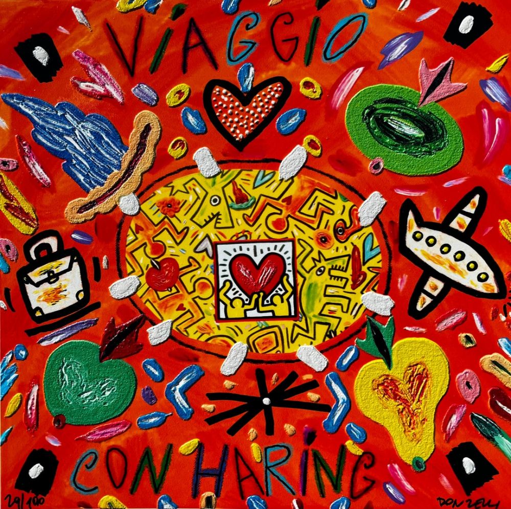 シルクスクリーン Donzelli - Viaggio con Haring