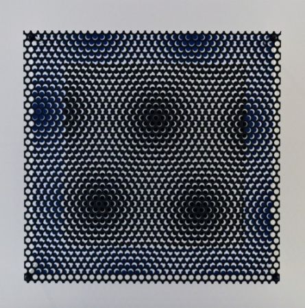 木版 Asis - Vibration carré noir et bleu