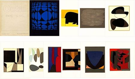 リトグラフ Vasarely - Victor VASARELY - Michel BUTOR OCTAL, Hand signed portfolio with 9 Color Lithographs , 1972