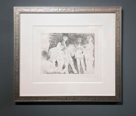 彫版 Picasso - Vieil homme pensant à sa jeunesse: garcon sur un cheval de cirque et femmes, Plate 15 from: La Série 347 (Old man thinking of his youth: boy on a circus horse and women, Plate 15 from: Series 347)