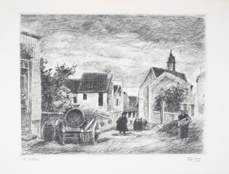 彫版 Lotiron - Village et petite chapelle