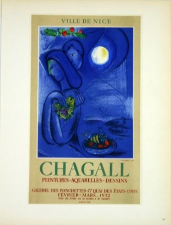 リトグラフ Chagall - Ville de Nice  - Peinture - Aquarelles -Dessins