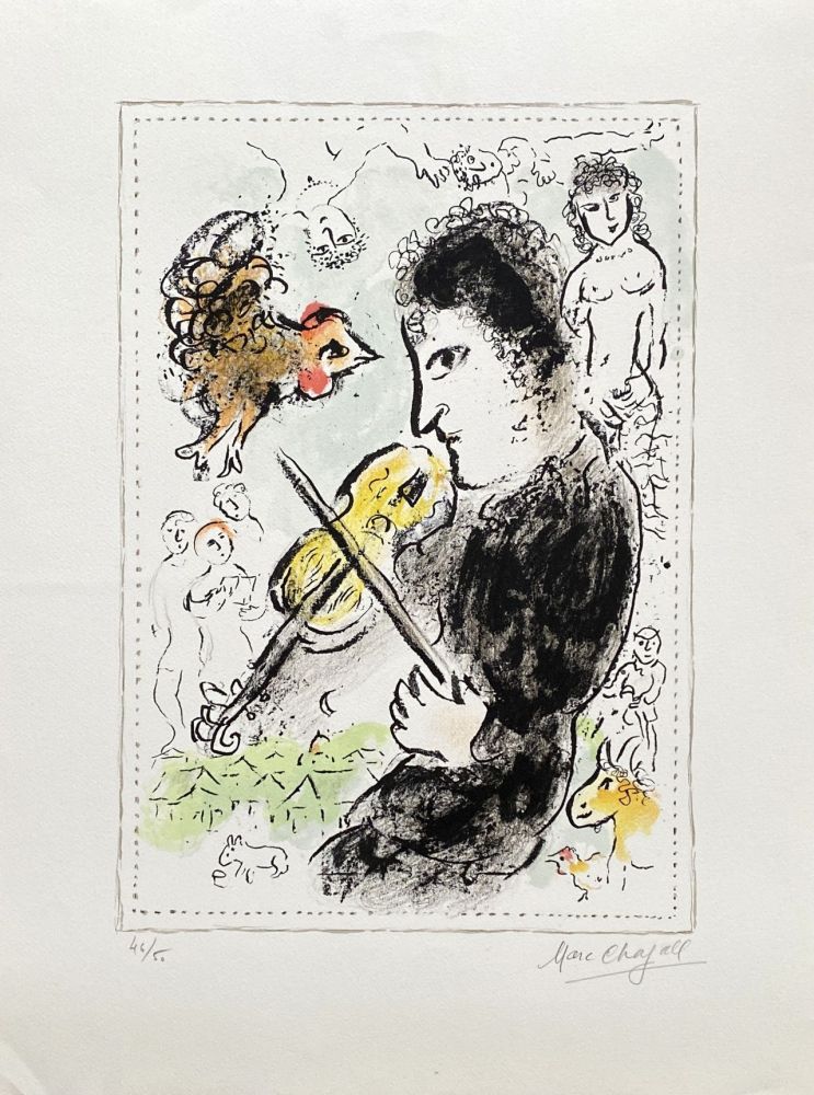 リトグラフ Chagall - Violoniste au coq