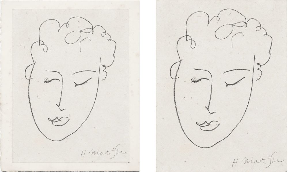 リトグラフ Matisse - VISAGE DE FEMME. Pour Jules Romains : Pierres Levées, poèmes. Paris 1948