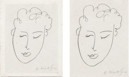 リトグラフ Matisse - VISAGE DE FEMME. Pour Jules Romains : Pierres Levées, poèmes. Paris 1948