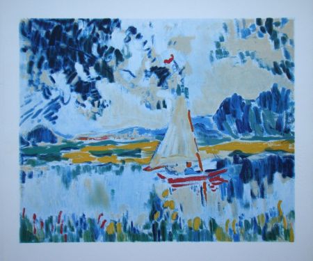 リトグラフ Vlaminck - Voile sur un lac