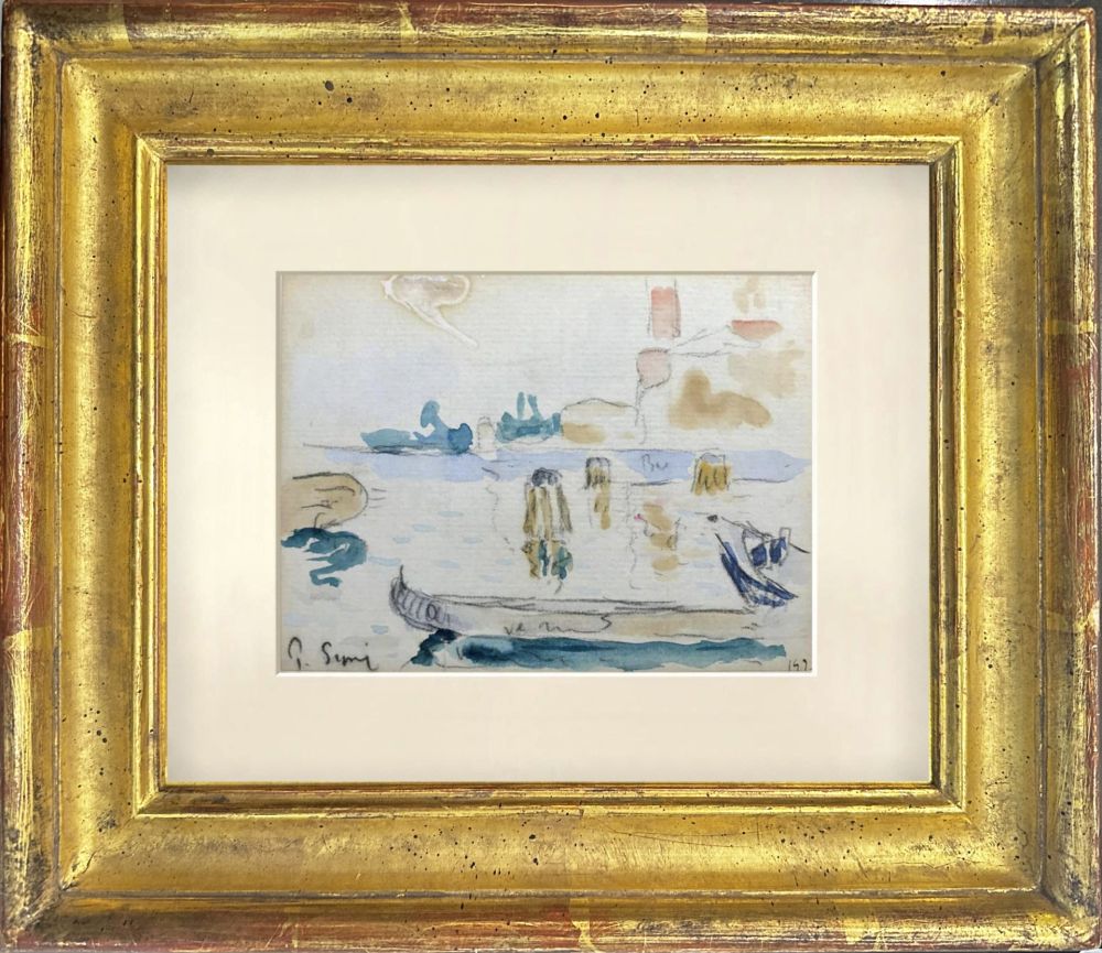 モノタイプ Signac - VUE SUR LE PORT AVEC BATEAU DE REPOS