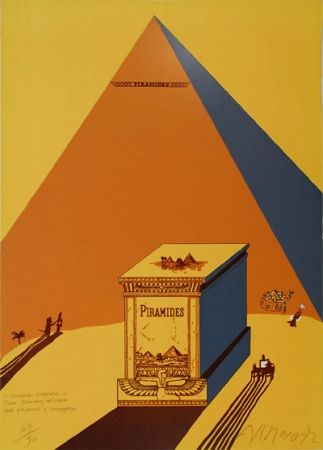 リトグラフ Arroyo - W. Churchill, Napoleone e Saul Steinberg all 'ombra delle Piramidi a Mezzogiorno